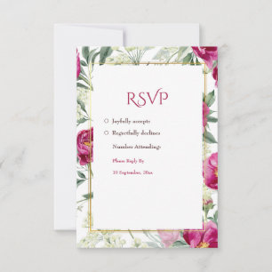 Cartão RSVP Eterno Romance Pink Watercolor Casamento