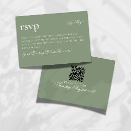 Cartão RSVP Eterno Velho Casamento Verde de Moeda QR