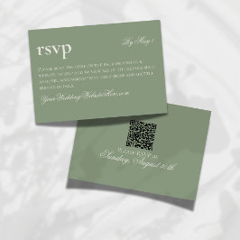 Cartão RSVP Eterno Velho Casamento Verde de Moeda QR
