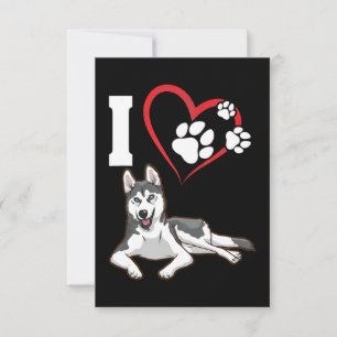 Cartão RSVP Eu amo o meu cão husky siberiano Presente para