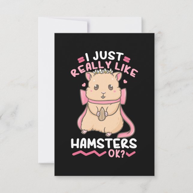 Cartão RSVP Eu Gosto Muito De Hamsters Ok (Frente)
