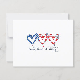 Cartão RSVP EUA Flag Patriotic Hearts 4 de julho Sweet Land o