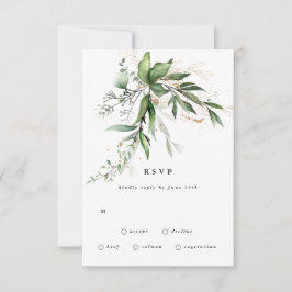 Cartão RSVP Eucalipto Botânico Leafy Modern Greenery Moss