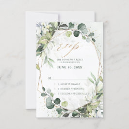 Cartão RSVP Eucalipto Sálvia Verdura Casamento Geométrico Mode