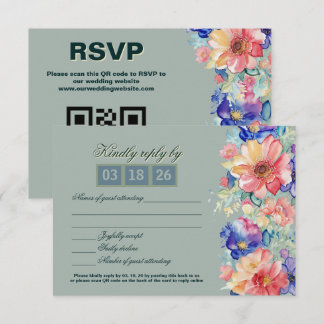 Cartão RSVP Eucalipto Verde Floral Casamento Moderno