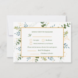Cartão RSVP Eucalyptus 2 2 refeição escolha casamento