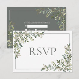 Cartão RSVP Eucalyptus Botanical Sage Green Script Weding RSV