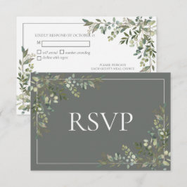 Cartão RSVP Eucalyptus Botanical Sage Green Script Weding RSV