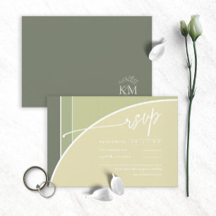 Cartão RSVP Eucalyptus Color Tones Casamento V2H Green ID901