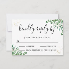 Cartão RSVP Eucalyptus elegante deixa casamentos verdes
