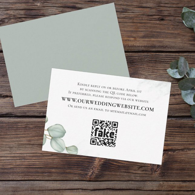 Cartão RSVP Eucalyptus elegante deixa um simples código QR de  (Criador carregado)