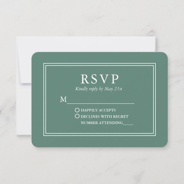 Cartão RSVP Eucalyptus Green - Na moda moderno (Frente)