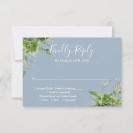 Cartão RSVP Eucalyptus Greenery Bosty Casamento Azul