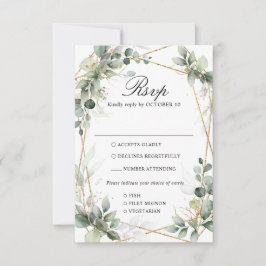 Cartão RSVP Eucalyptus Greenery Botânica Casamento Geométrico 