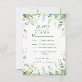 Cartão RSVP Eucalyptus Greenery deixa detalhes de casamento