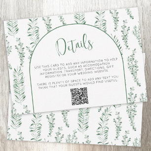 Cartão RSVP Eucalyptus Greenery Detalhes do Casamento QR Cartã