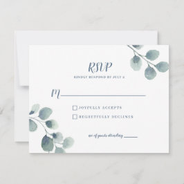 Cartão RSVP Eucalyptus Greenery Watercolor Foliage Dusty Blue