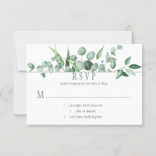 Cartão RSVP Eucalyptus invista um fundo verde horizontal mais