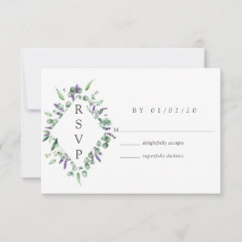 Cartão RSVP Eucalyptus Lavanda Greenery Wedding