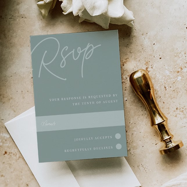 Cartão RSVP Eucalyptus | Marca d'água Script Tradicional (Criador carregado)