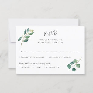 Cartão RSVP Eucalyptus Watercolor Deixa Casamento Botânico