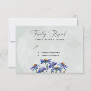 Cartão RSVP Evento Verde de Margarida Roxa da Aquarela