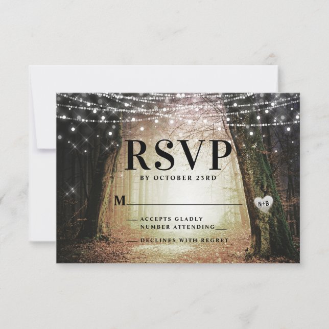 Cartão RSVP Evermore | Floresta de Fada Encantada | Amber Wedd (Frente)