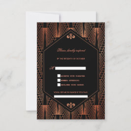 Cartão RSVP Excelente Gatsby Copper Art Deco Song Casamento