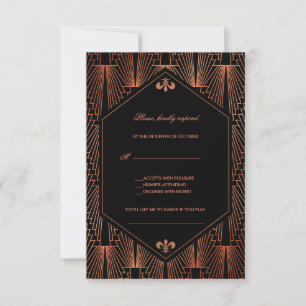 Cartão RSVP Excelente Gatsby Copper Art Deco Song Casamento