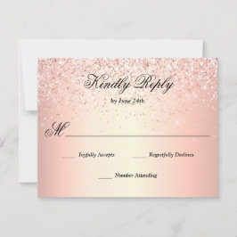 Cartão RSVP Faaux Glitter Sparkle rosa Dourado
