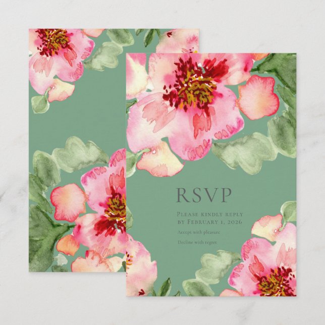 Cartão RSVP Fabulous Florals Garden Party Bridal Shower (Frente/Verso)