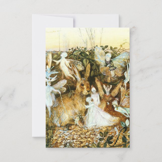 Cartão RSVP Fadas e Coelho (Frente)