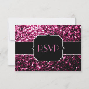 Cartão RSVP Faíscas brilhantes brilhantes, cor-de-rosa escuro