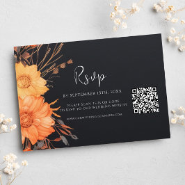 Cartão RSVP Fall Fall QR Code Black Weding