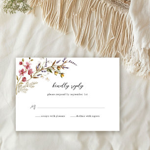 Cartão RSVP Fall Floral Modern Wildflower Wedding