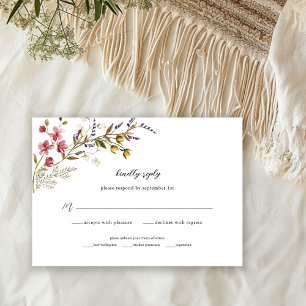 Cartão RSVP Fall Floral Modern Wildflower Wedding