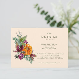 Cartão RSVP Fall Flowers and Pumpins Details Enclosure Card