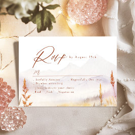 Cartão RSVP Fall Watercolor Wildflower Mountain Rustic Wedding