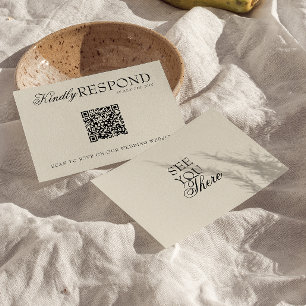Cartão RSVP Fancy Black Cream Old Money Retro Código QR Casame