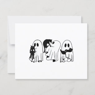 Cartão RSVP Fantasma segurando Dias de as Bruxas engraçados de