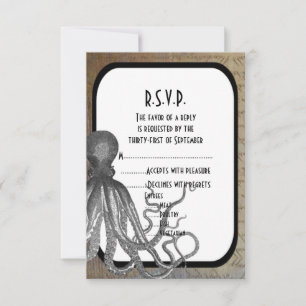 Cartão RSVP Fantasy steampunk moderno casamento R.S.V.P.