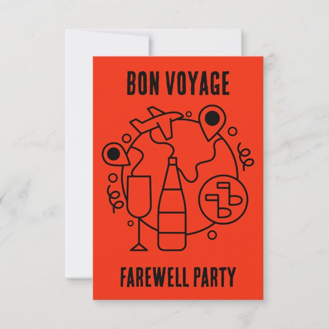 Cartão RSVP Farewell Bon Voyage Party (Frente)