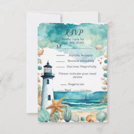 Cartão RSVP Farol Náutico Doce Dezesseis Aniversário