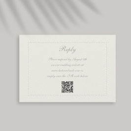 Cartão RSVP Faux Embossed Frame Ecru Reply Casamento QR