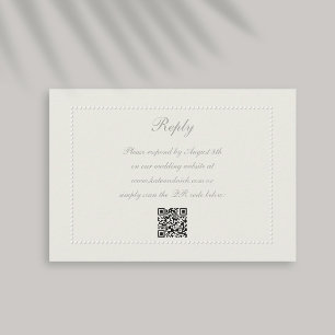 Cartão RSVP Faux Embossed Frame Ecru Reply Casamento QR