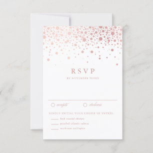 Cartão RSVP Faux Rosa Gold Foil Confetti Pontos de Casamento R