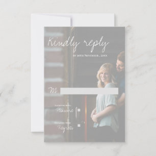 Cartão RSVP Faux Vellum Efeito Foto Elegante Moderno Casamento