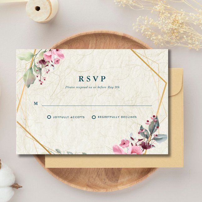 Cartão RSVP Fazemos Casamento Botânico Floral Elegante (We Do Elegant Floral Botanical Wedding RSVP Card)
