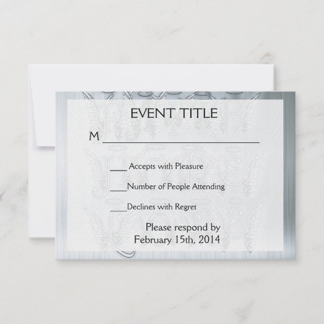 Cartão RSVP Fé, Esperança, amor (Frente)