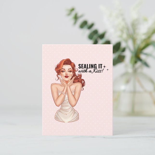 Cartão RSVP Fecha-o com uma beijoca! (Em pé/Frente)